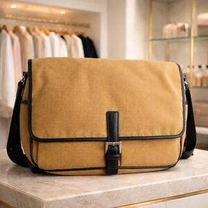 Coach Unisex Mercer Y2K Twill Tan Black Messenger Shoulder Nylon Crossbody Bag
